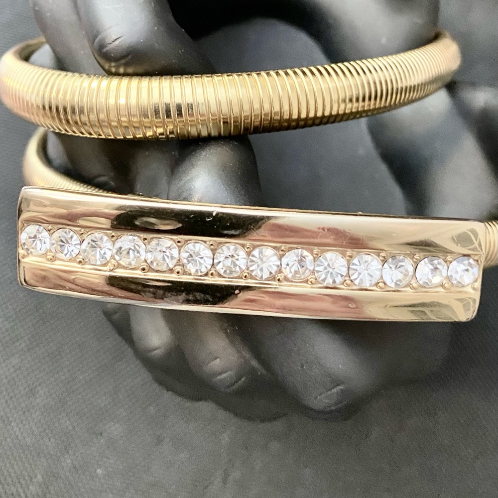 EXPANSION BELT GOLD TONE WITH RHINESTONE  BUCKLE